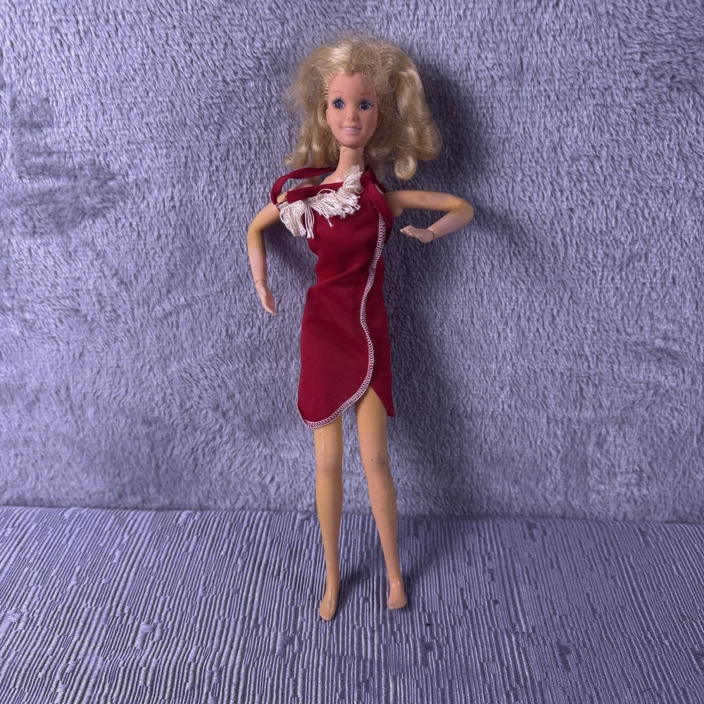 Vintage Mattel 1979 Blonde 11in Fashion Doll Red Dress Curly Hair Girl Toy
